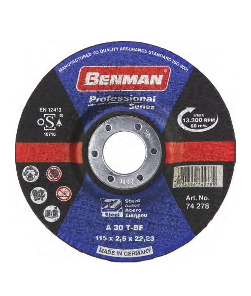 Δίσκος Κοπής Σιδήρου Benman Professional Με Κούρμπα 74278 115mm