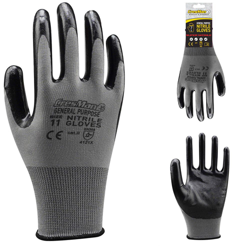 Γάντια Νιτριλίου Γενικής Χρήσης 50g Γκρι – Μαύρα Cresman EN388