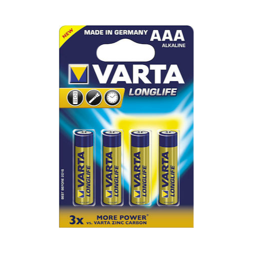 Αλκαλικές Μπαταρίες AAA Varta Longlife (Συσκευασία 4 Τεμαχίων)