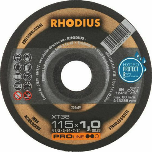 Τροχός Σιδήρου Rhodius ΧΤ38/125×1 Ιnox Α-Τ1210